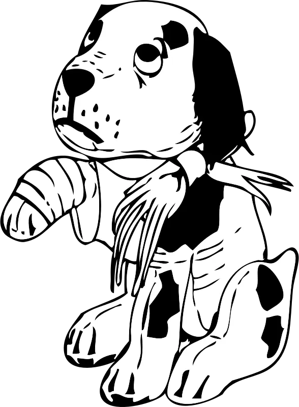 Hund mit gebrochenem Vorderbein; Public Domain; openclipart.org